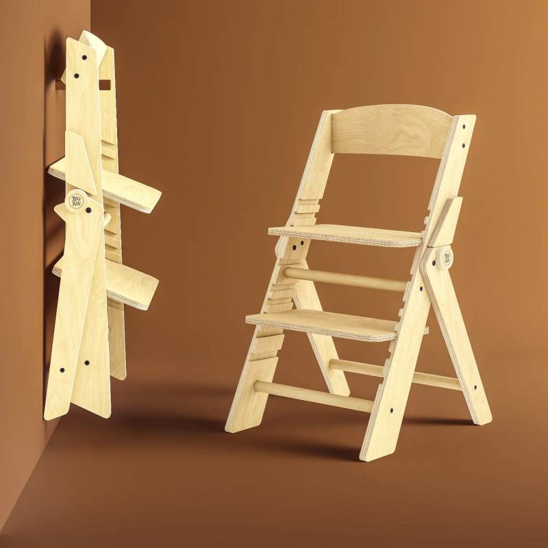 Silla BEBE Plegable Trona Madera