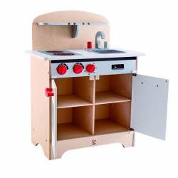 Cocina blanca de madera.